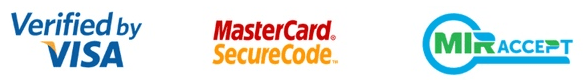 Платежи защищены 3-D Secure: Verified by Visa, Mastercard SecureCode, MirAccept